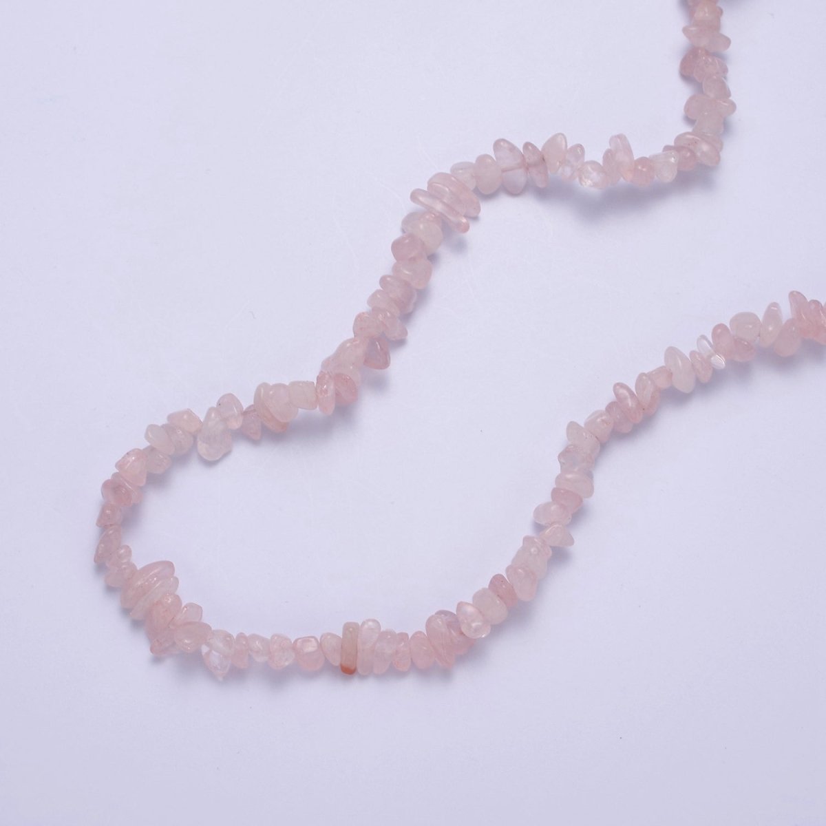 Rose Quartz Beaded Necklace - Chip Necklace Healing Crystals, Gemstone Necklace, Handmade Jewelry, Crystal Necklace | WA-637 Clearance Pricing - DLUXCA