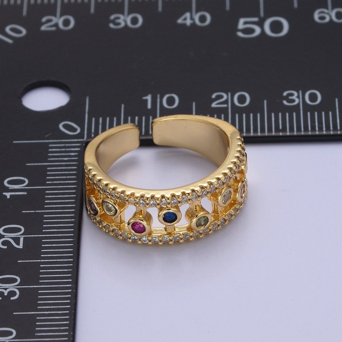 Round Bezel Cut Ring Colorful CZ Ring Stackable Gold Filled Ring O-2127 - DLUXCA