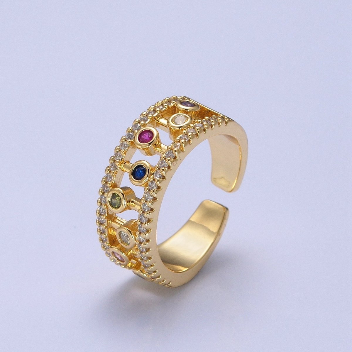 Round Bezel Cut Ring Colorful CZ Ring Stackable Gold Filled Ring O-2127 - DLUXCA