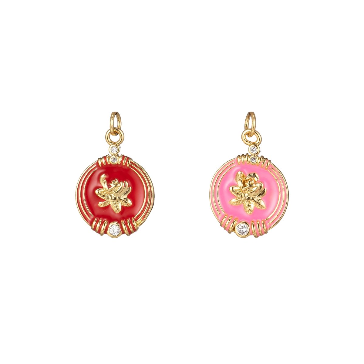 Round Charm for Mother Mom Rose Flower Petal for Necklace Bracelet Earring Supply M-245-M-246 - DLUXCA