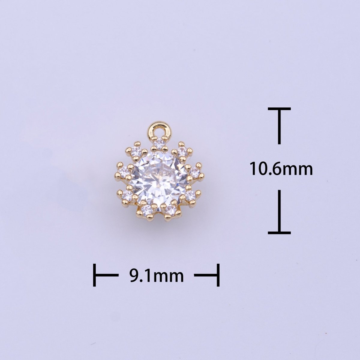 Round Clear Cubic Zirconia Gold Minimalist Mini Charm | C-437 - DLUXCA