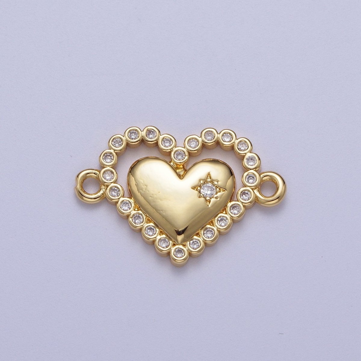 Round Cubic Zirconia Heart Love Connector Link For Jewelry Making Supply F-206 - DLUXCA