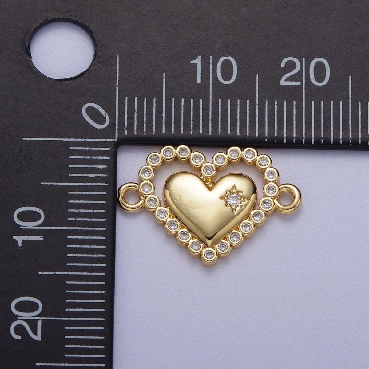 Round Cubic Zirconia Heart Love Connector Link For Jewelry Making Supply F-206 - DLUXCA