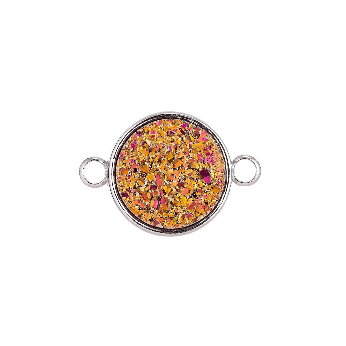 Round Druzy, Circle Geode Double Bails, Choose Your Color Ladies Bracelet Charm Connector, Necklace Pendant, Findings for Jewelry Making F-653 F-654 F-655 F-656 F-657 F-658 F-659 - DLUXCA