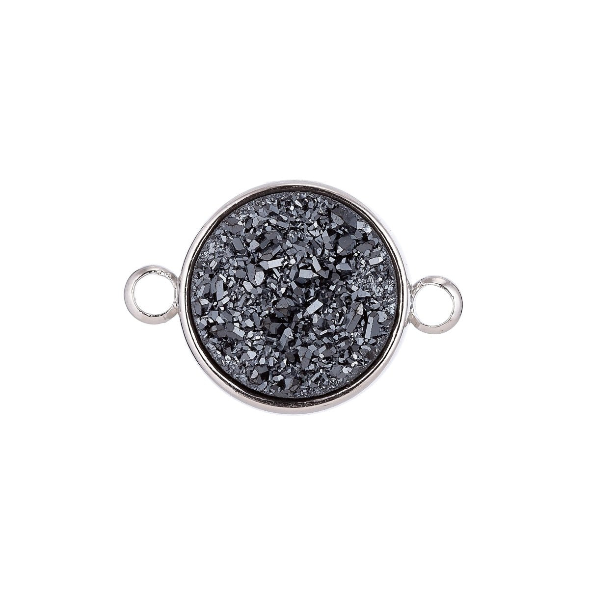 Round Druzy, Circle Geode Double Bails, Choose Your Color Ladies Bracelet Charm Connector, Necklace Pendant, Findings for Jewelry Making F-653 F-654 F-655 F-656 F-657 F-658 F-659 - DLUXCA