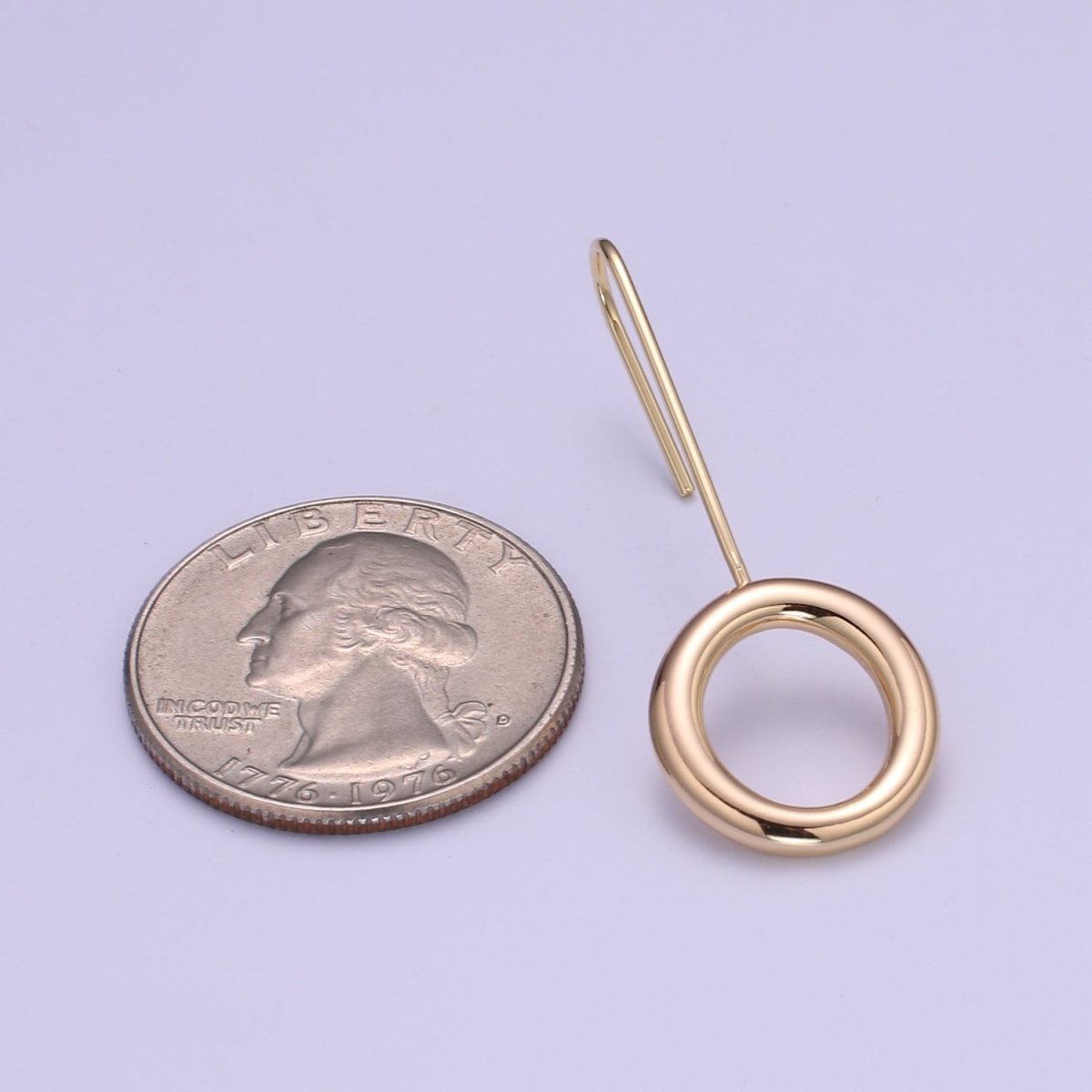 Round Earrings - Geometric gold little shapes 18k Gold Filled Ear Hook Dainty Circle geometric jewelry Dangle Earring P-083 - DLUXCA