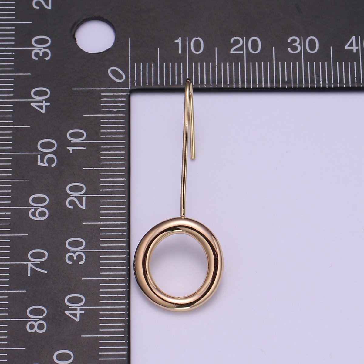 Round Earrings - Geometric gold little shapes 18k Gold Filled Ear Hook Dainty Circle geometric jewelry Dangle Earring P-083 - DLUXCA