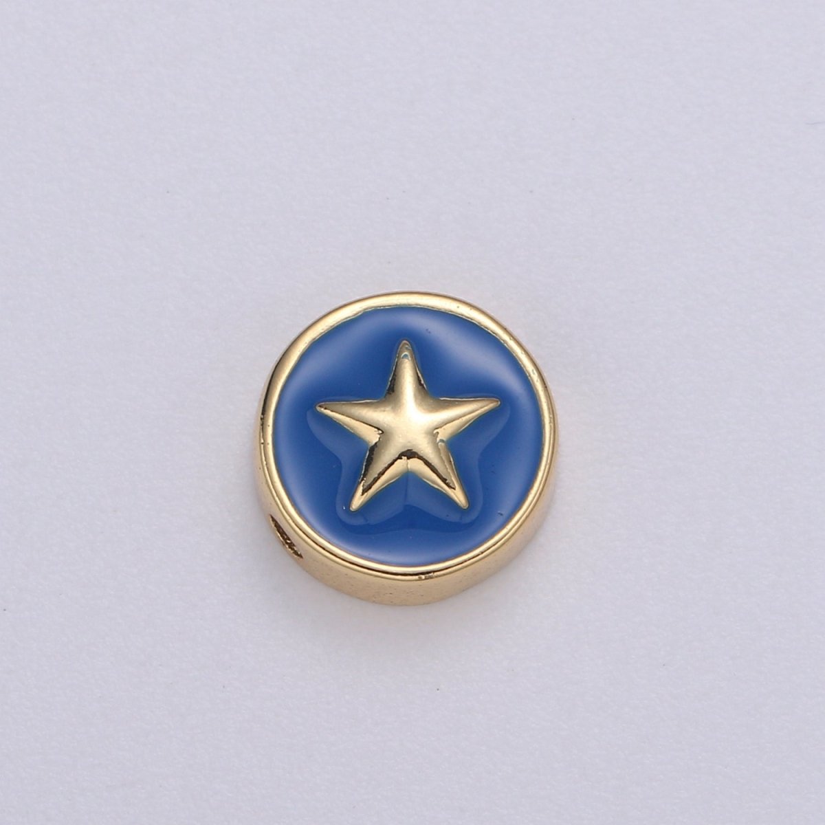 Round Enamel Tiny Gold Star - 24k Gold filled Round Beads - 10mm beads for bracelet making supply Celestial Jewelry making B-471 to B-480 - DLUXCA