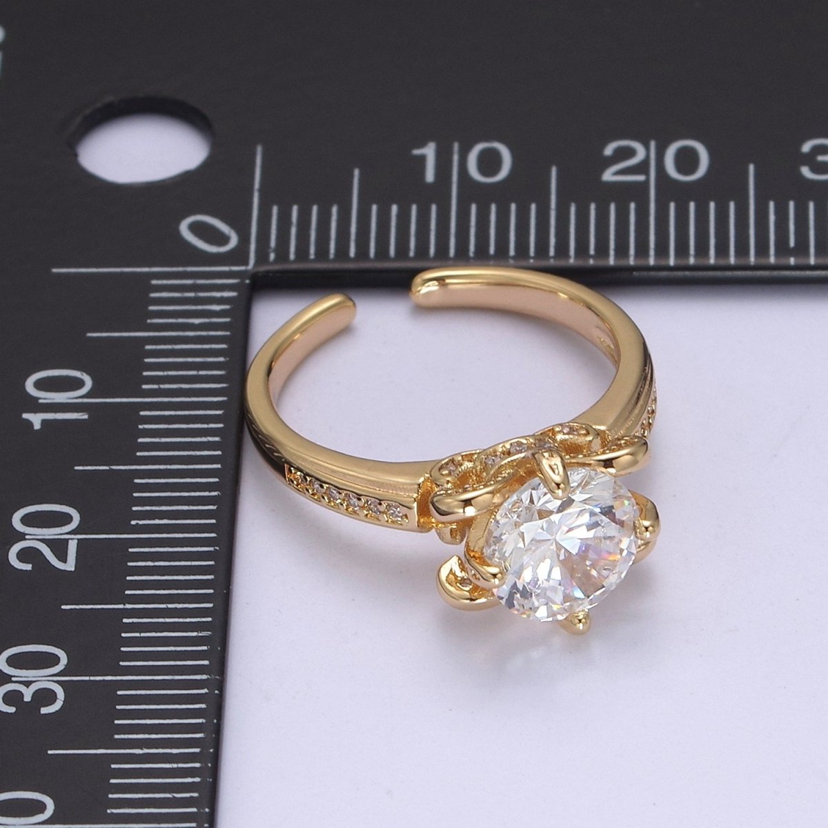 Round Moissanite Bridal Ring Cz Bridal Gold Ring Engagement Ring, Anniversary Ring Christmas Gift U-305 - DLUXCA
