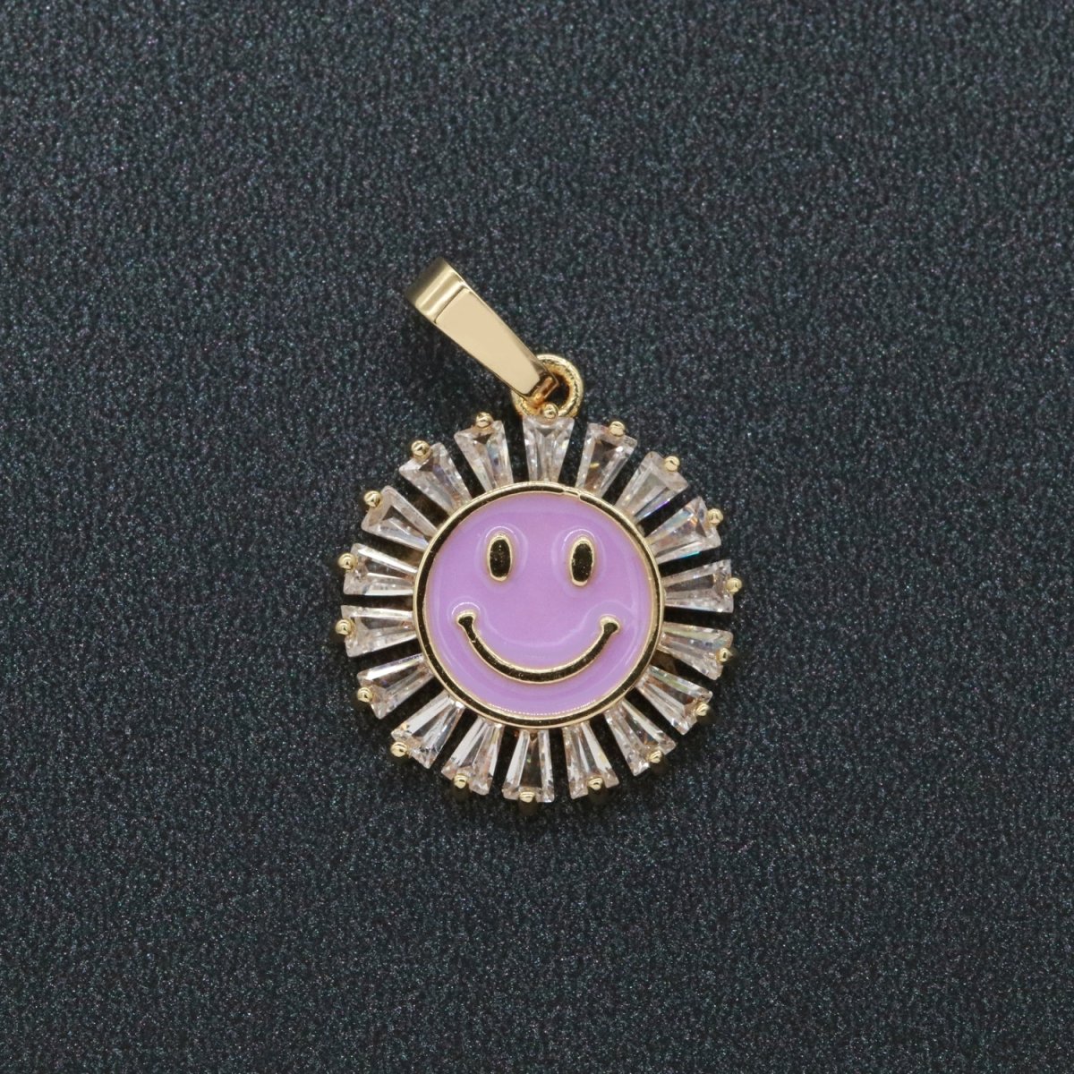 Round Smiley Face Charm Cubic Happy Face Pendant for Necklace Earring Component I-247 I-248 I-250 I-252 I-270 I-274 - DLUXCA