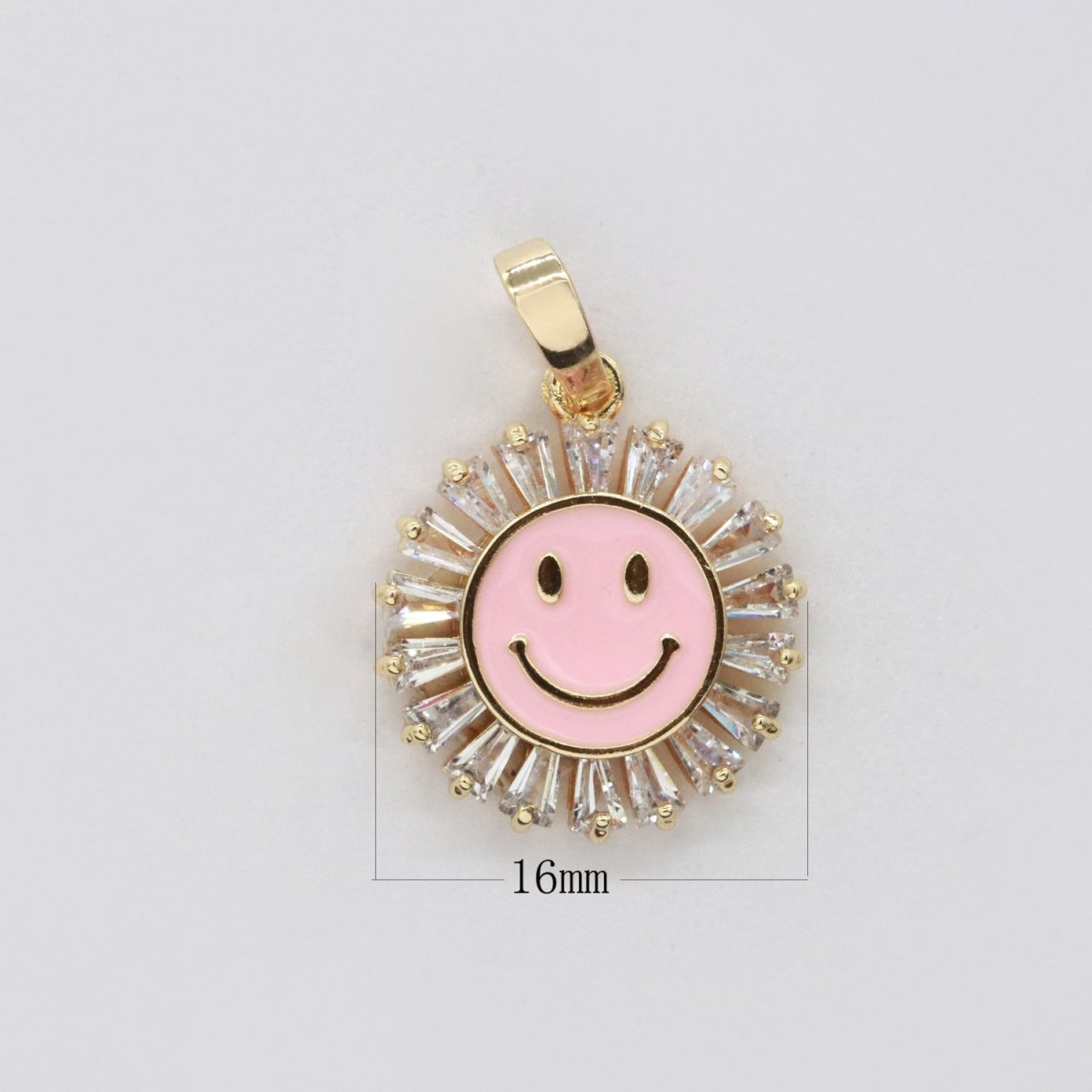 Round Smiley Face Charm Cubic Happy Face Pendant for Necklace Earring Component I-247 I-248 I-250 I-252 I-270 I-274 - DLUXCA