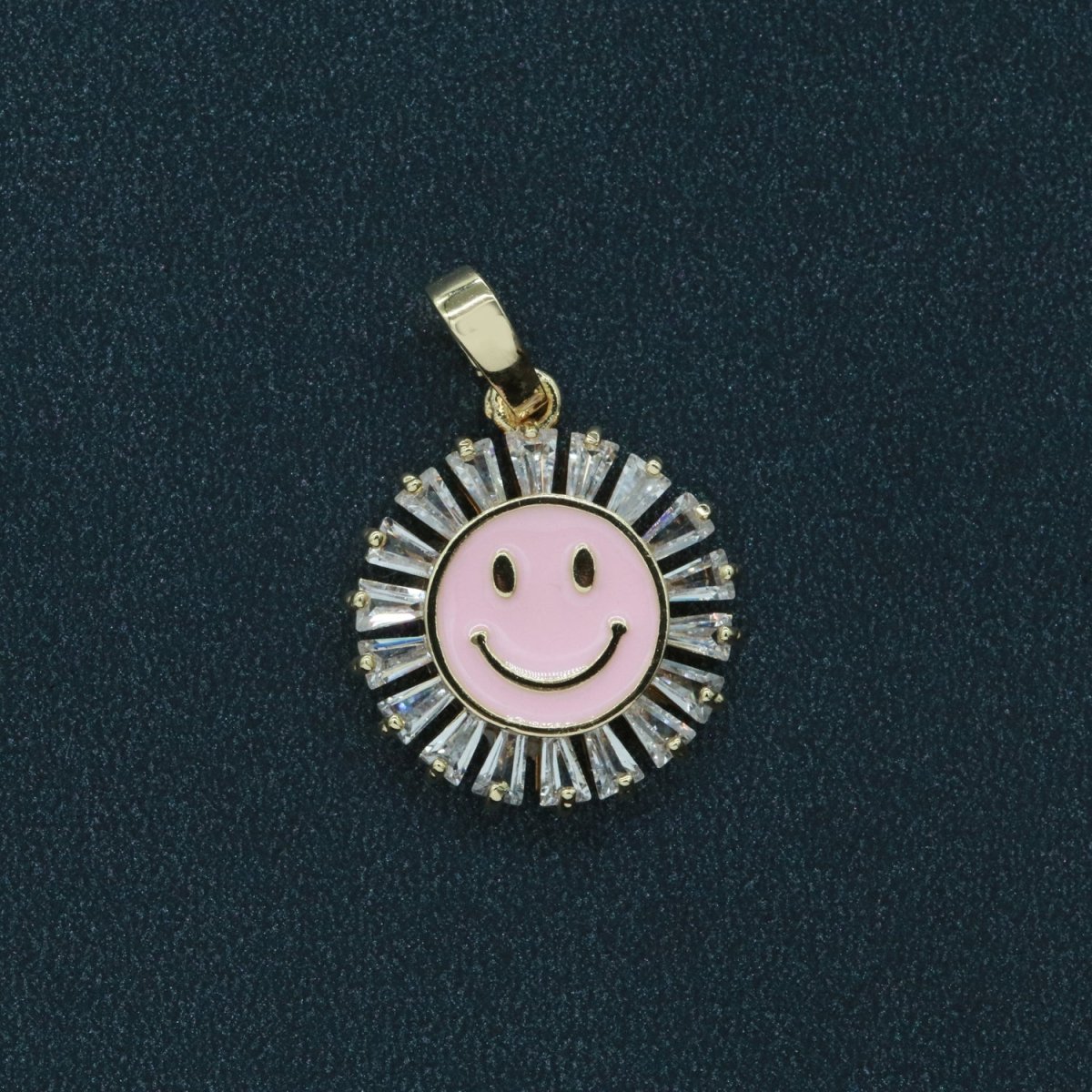 Round Smiley Face Charm Cubic Happy Face Pendant for Necklace Earring Component I-247 I-248 I-250 I-252 I-270 I-274 - DLUXCA