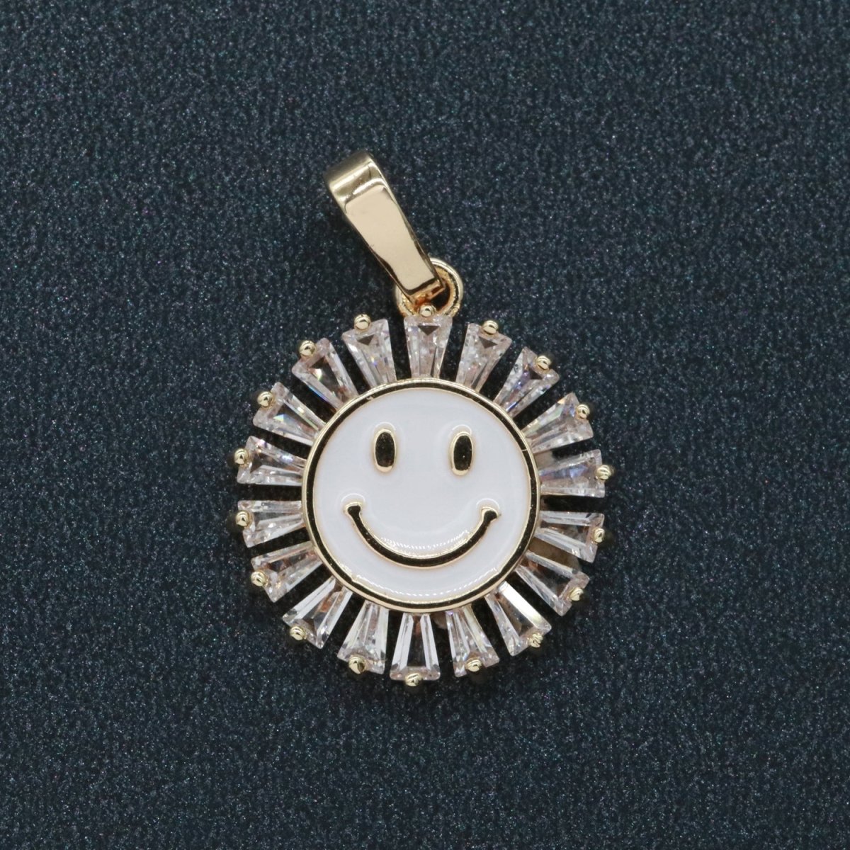 Round Smiley Face Charm Cubic Happy Face Pendant for Necklace Earring Component I-247 I-248 I-250 I-252 I-270 I-274 - DLUXCA