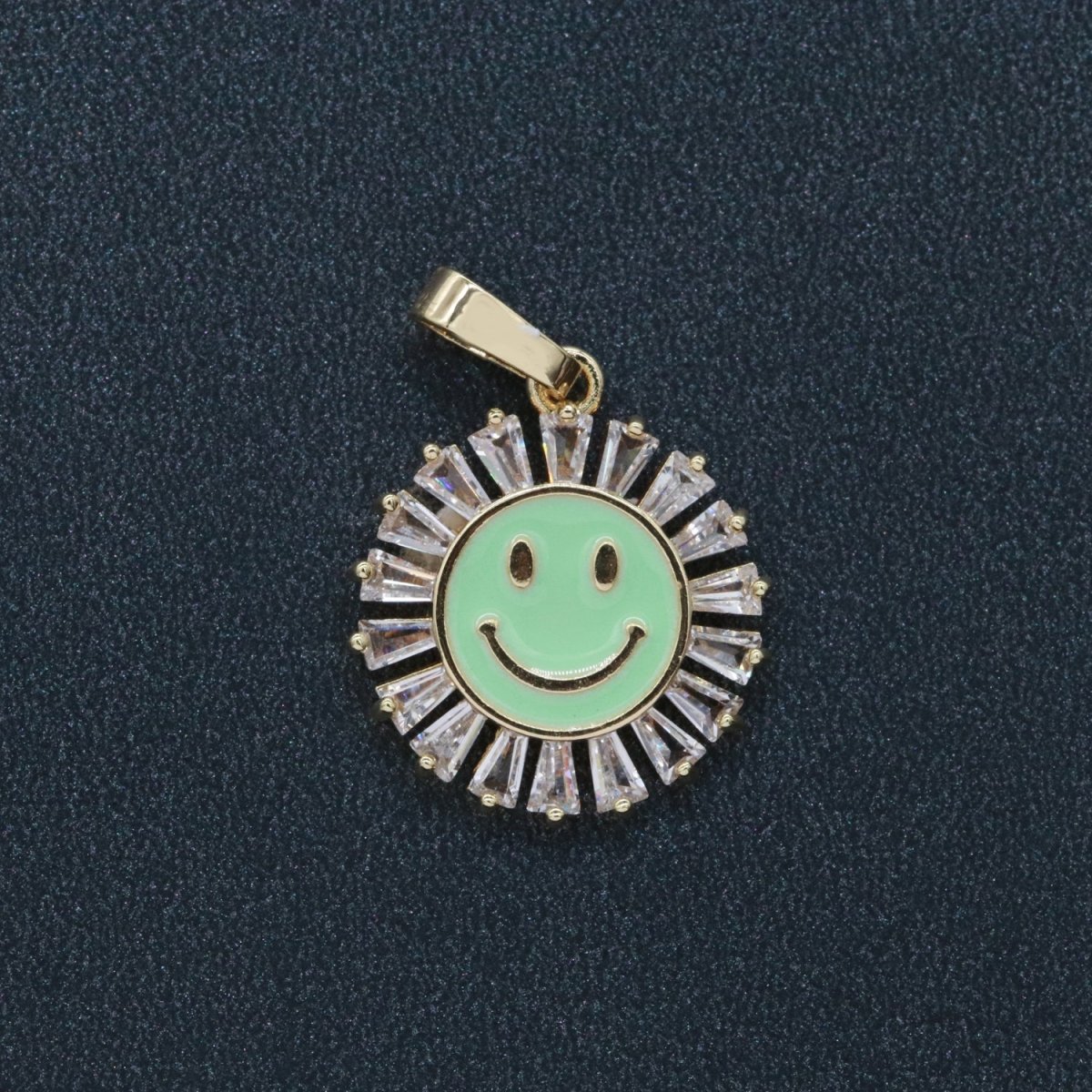 Round Smiley Face Charm Cubic Happy Face Pendant for Necklace Earring Component I-247 I-248 I-250 I-252 I-270 I-274 - DLUXCA