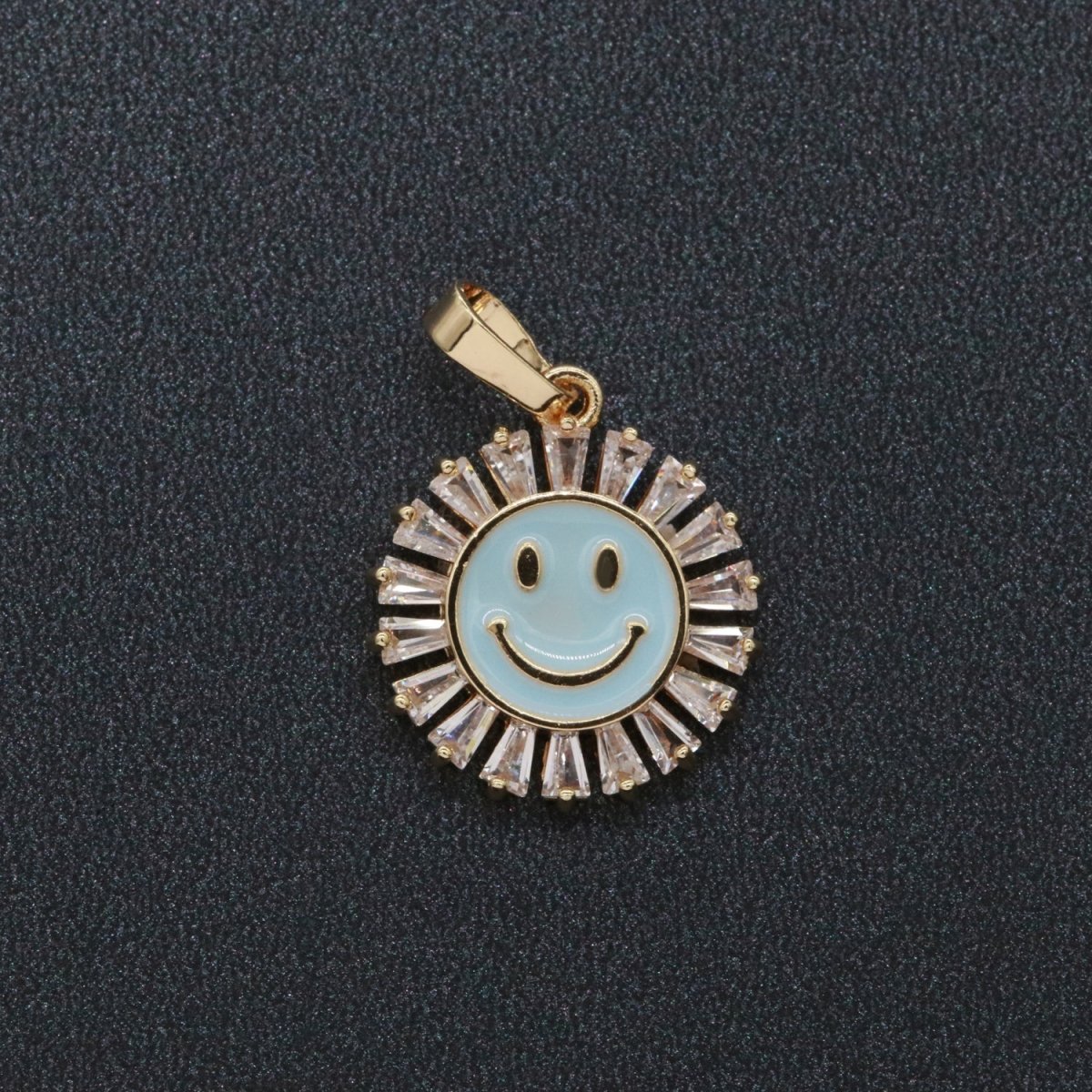 Round Smiley Face Charm Cubic Happy Face Pendant for Necklace Earring Component I-247 I-248 I-250 I-252 I-270 I-274 - DLUXCA