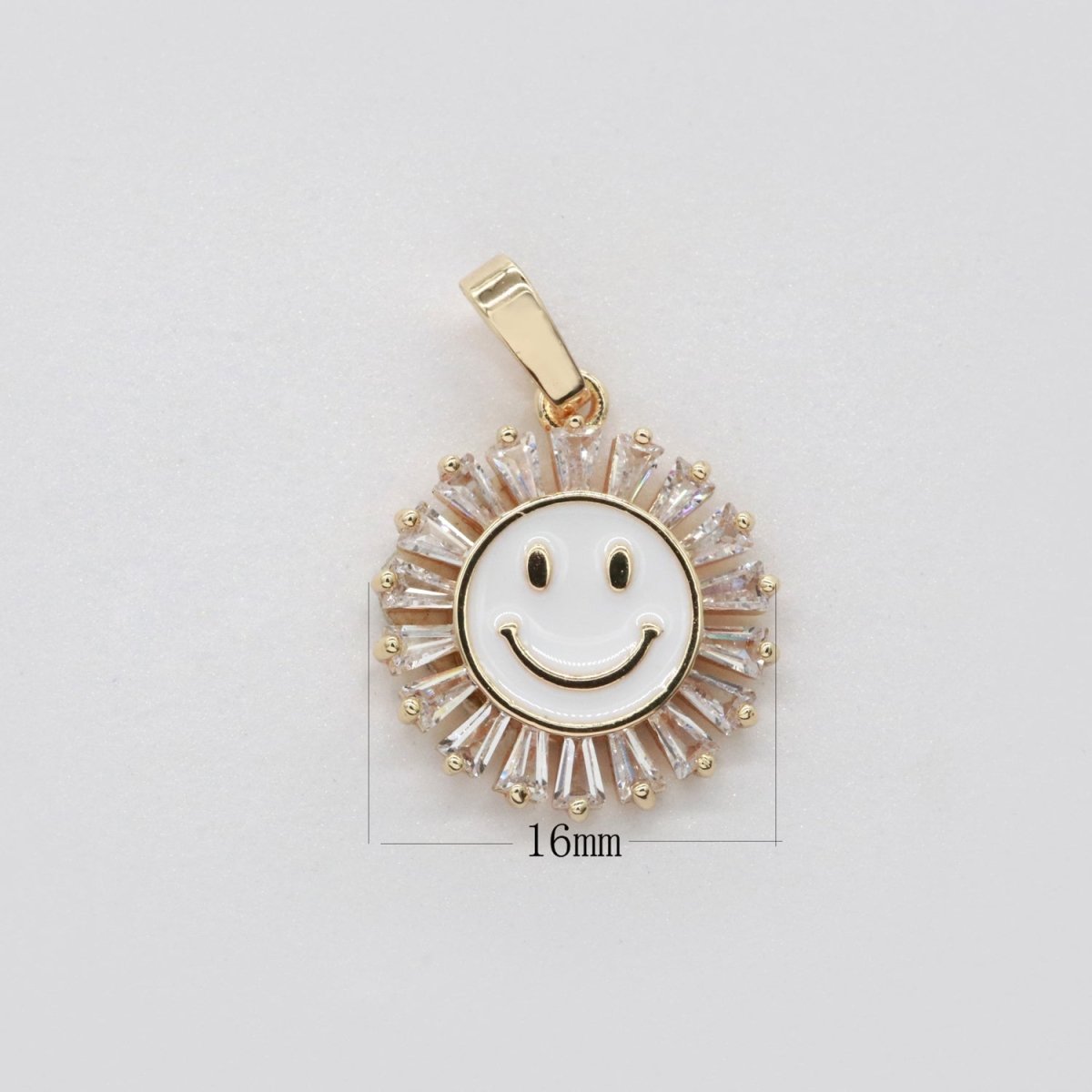 Round Smiley Face Charm Cubic Happy Face Pendant for Necklace Earring Component I-247 I-248 I-250 I-252 I-270 I-274 - DLUXCA