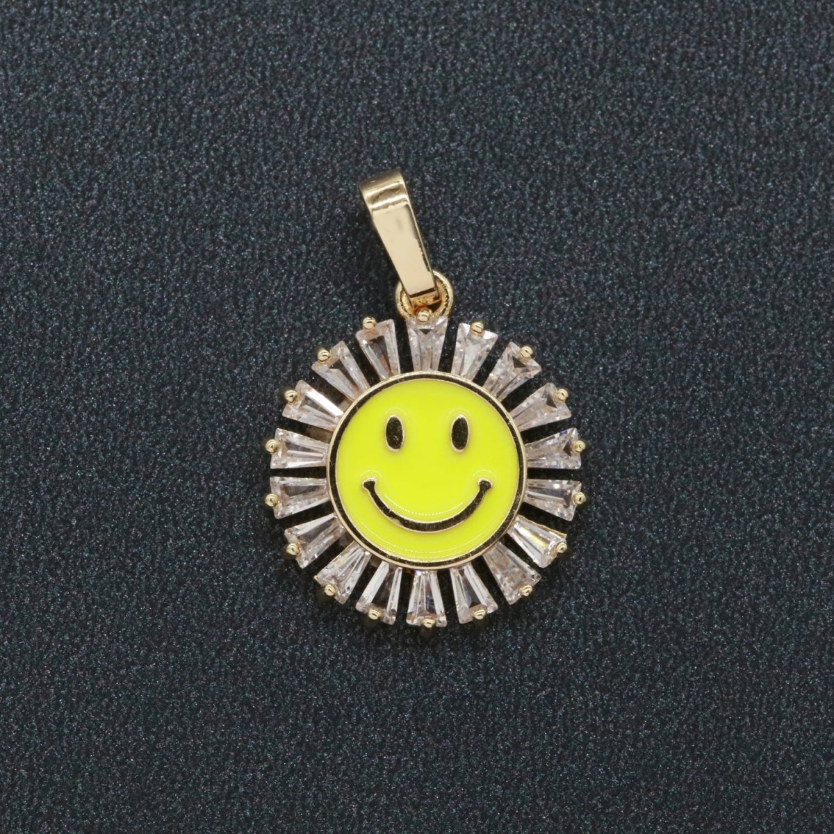 Round Smiley Face Charm Cubic Happy Face Pendant for Necklace Earring Component I-247 I-248 I-250 I-252 I-270 I-274 - DLUXCA