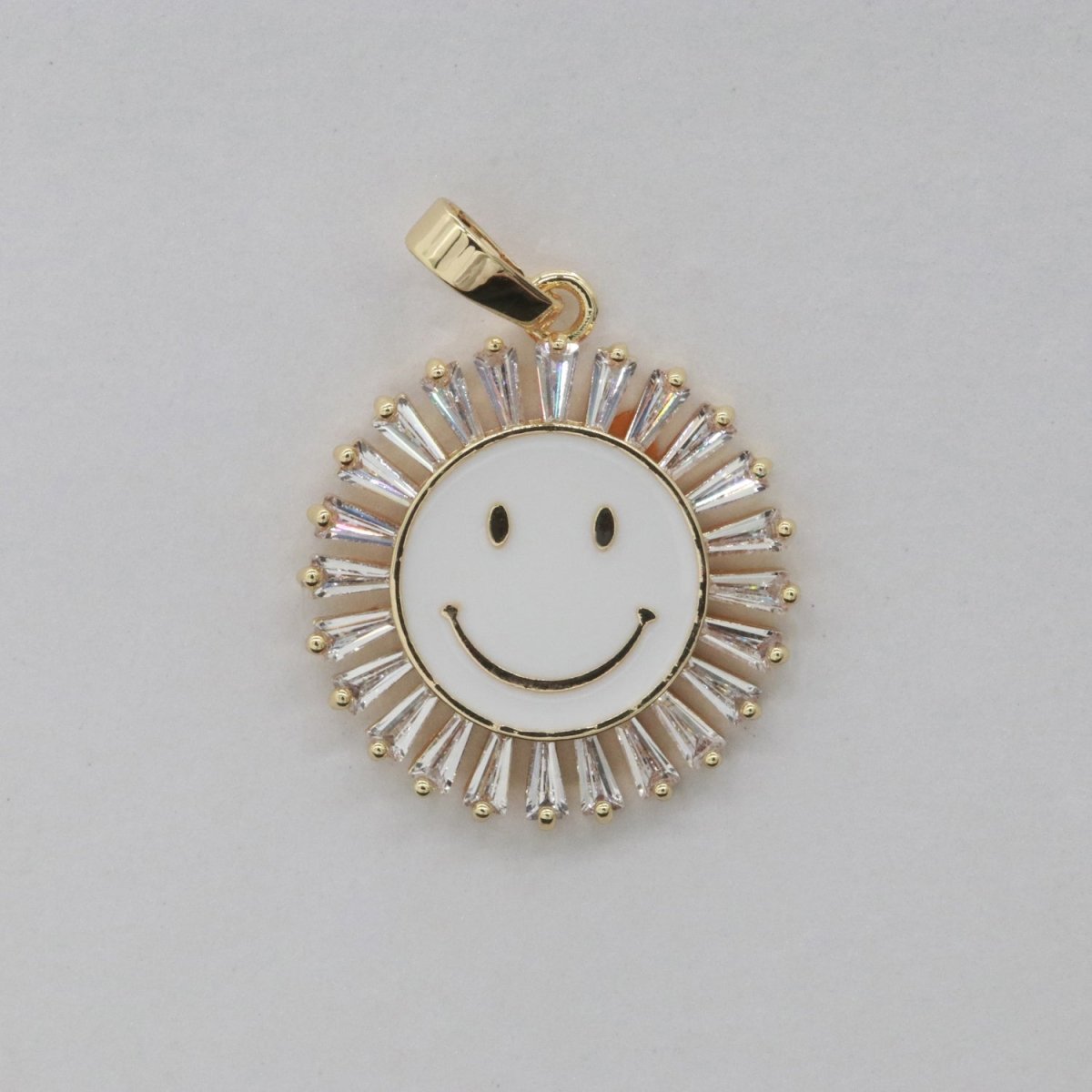 Round Smiley Face Charm Cubic Happy Face Pendant for Necklace Earring Component I-424 I-438 I-441 I-443 I-614 I-757 - DLUXCA