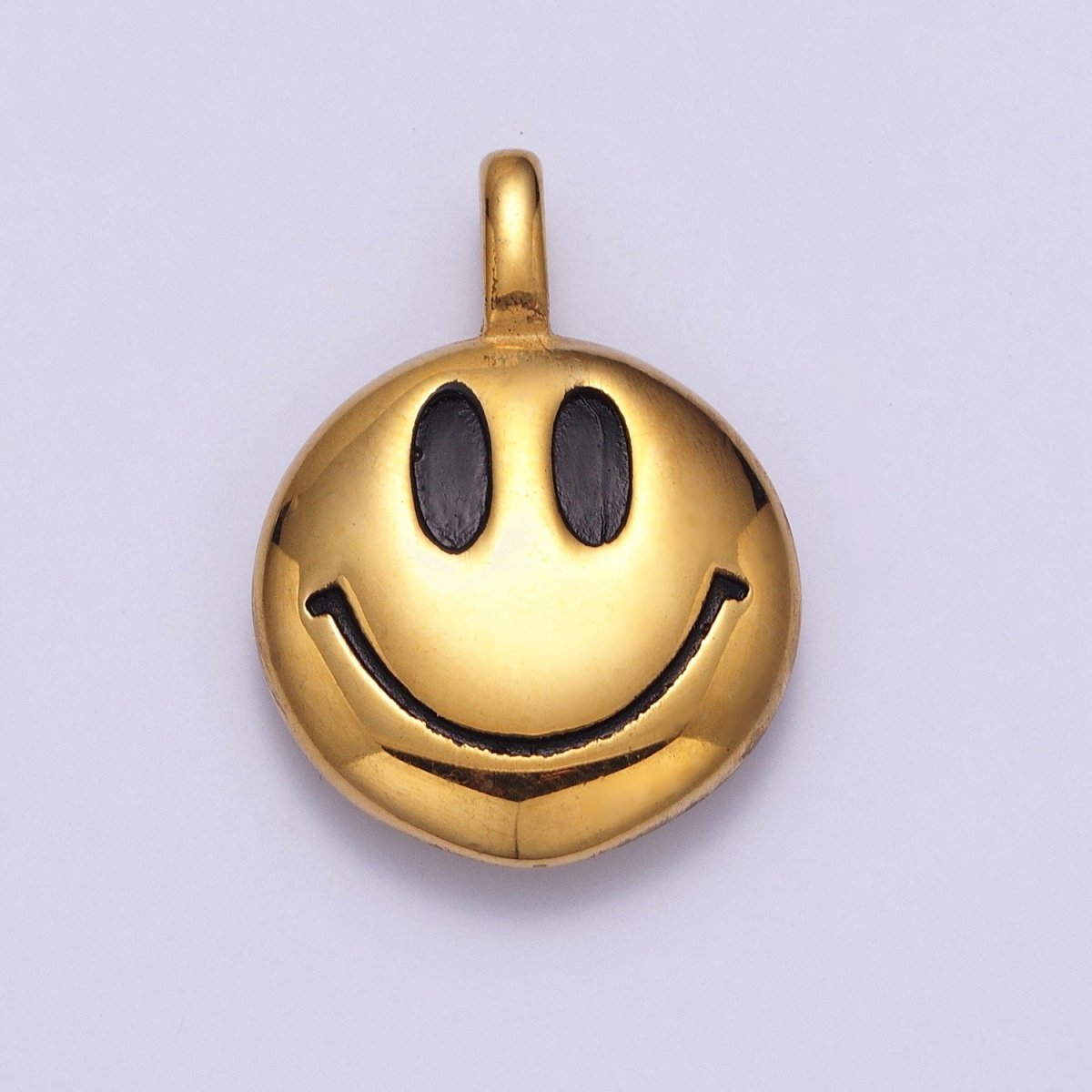 Round Smiley Face Stainless Steel Charm Pendant in Gold & Silver | X-661 X-662 - DLUXCA