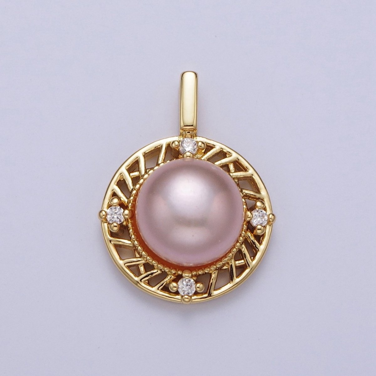 Round White Pearl / Purple Shell Pearl Dangle CZ Charm For Jewelry Making H-077 H-715 - DLUXCA