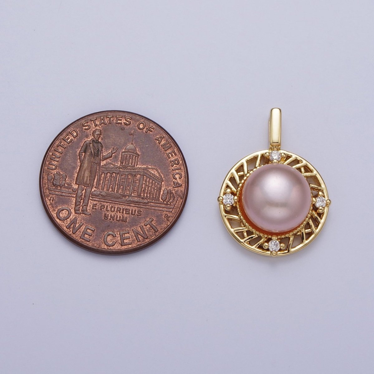 Round White Pearl / Purple Shell Pearl Dangle CZ Charm For Jewelry Making H-077 H-715 - DLUXCA