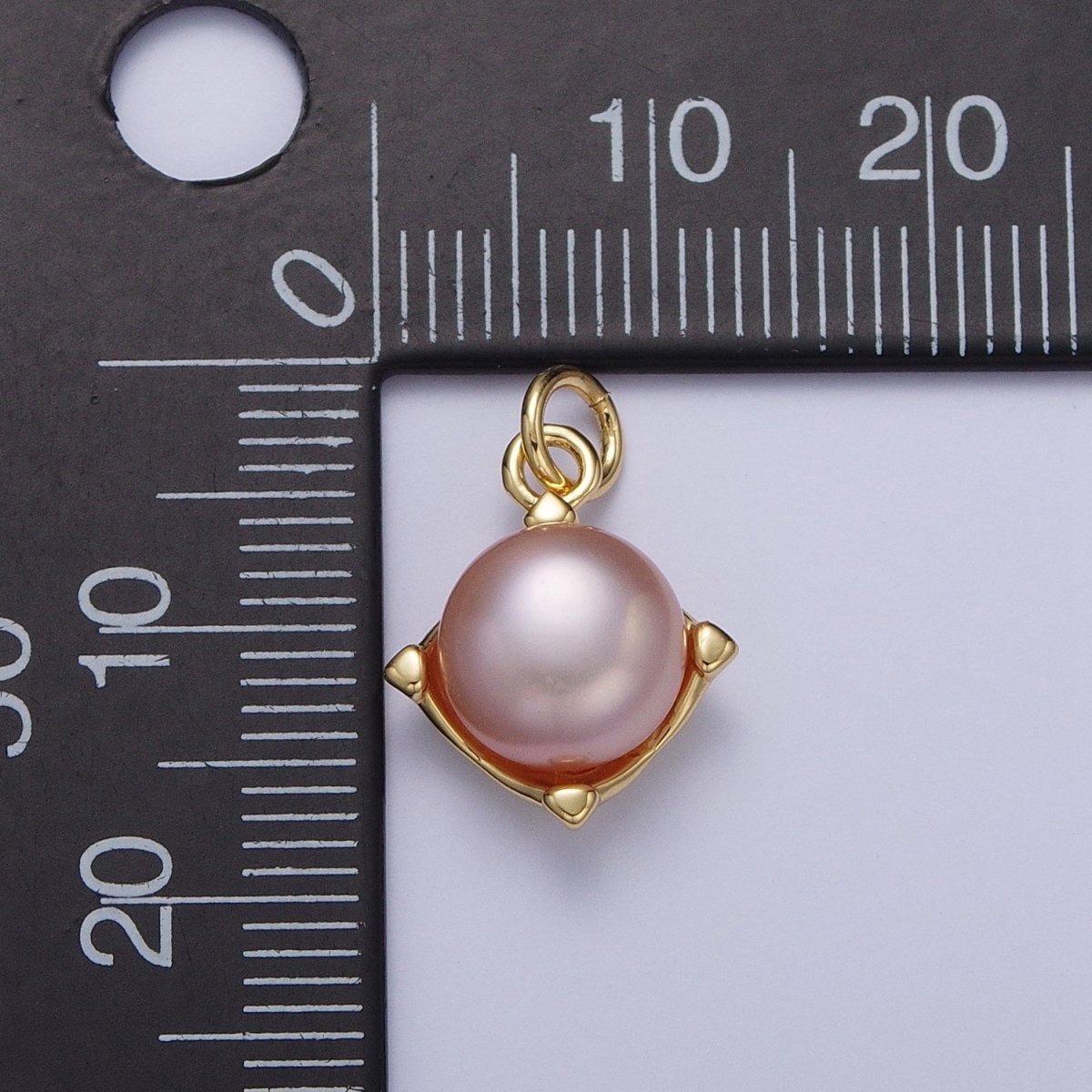 Round White / Purple Shell Pearl Minimalist Spike Gold Charm | A-308 A-309 - DLUXCA