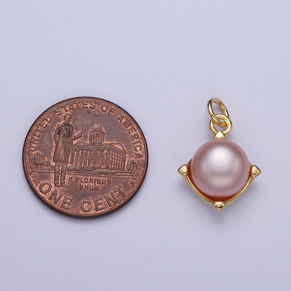 Round White / Purple Shell Pearl Minimalist Spike Gold Charm | A-308 A-309 - DLUXCA