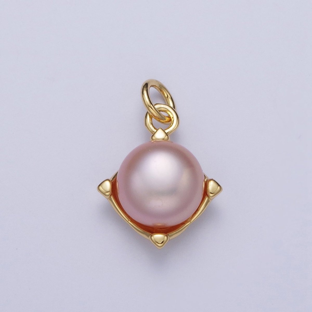 Round White / Purple Shell Pearl Minimalist Spike Gold Charm | A-308 A-309 - DLUXCA