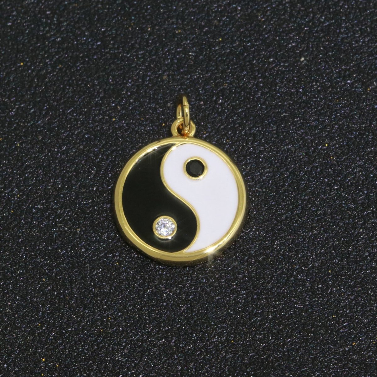 Round Yin Yang Charm 14K Gold Filled Enamel Charm YinYang Pendant for Bracelet Necklace Earring Supply M-553 - M-562 - DLUXCA