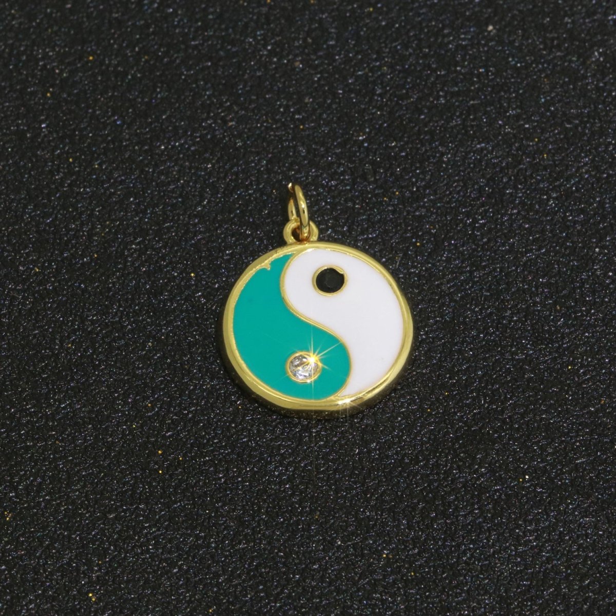 Round Yin Yang Charm 14K Gold Filled Enamel Charm YinYang Pendant for Bracelet Necklace Earring Supply M-553 - M-562 - DLUXCA