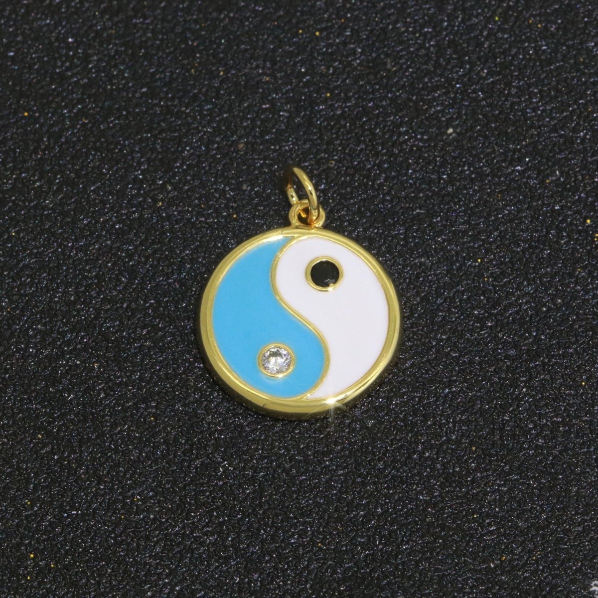 Round Yin Yang Charm 14K Gold Filled Enamel Charm YinYang Pendant for Bracelet Necklace Earring Supply M-553 - M-562 - DLUXCA