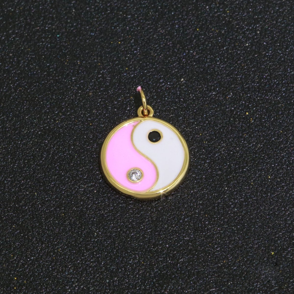 Round Yin Yang Charm 14K Gold Filled Enamel Charm YinYang Pendant for Bracelet Necklace Earring Supply M-553 - M-562 - DLUXCA