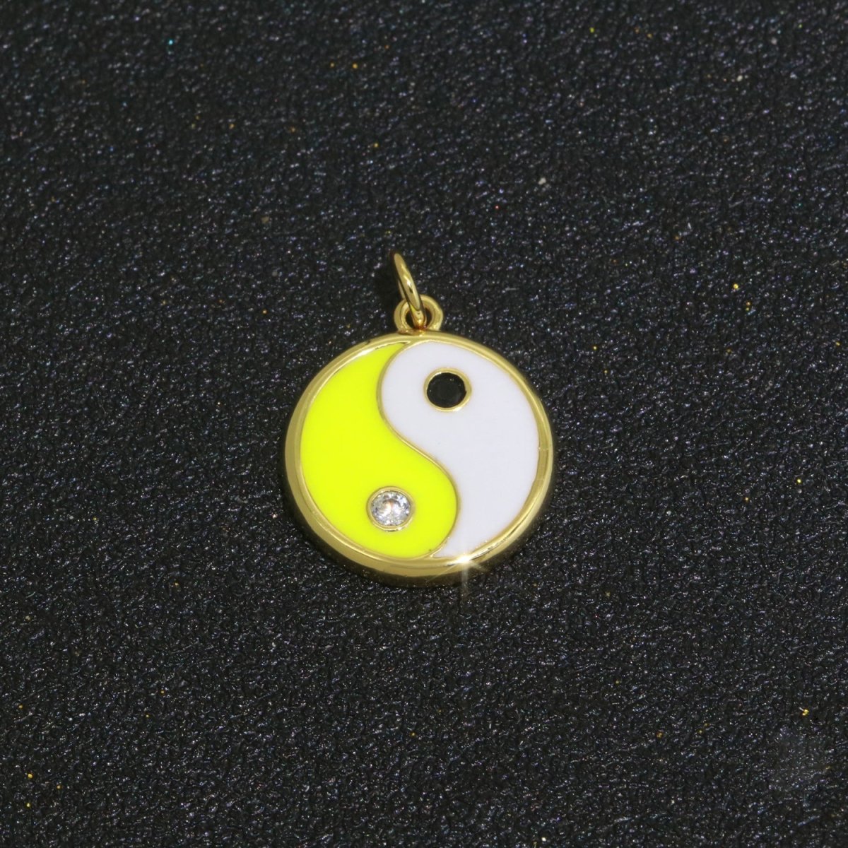 Round Yin Yang Charm 14K Gold Filled Enamel Charm YinYang Pendant for Bracelet Necklace Earring Supply M-553 - M-562 - DLUXCA