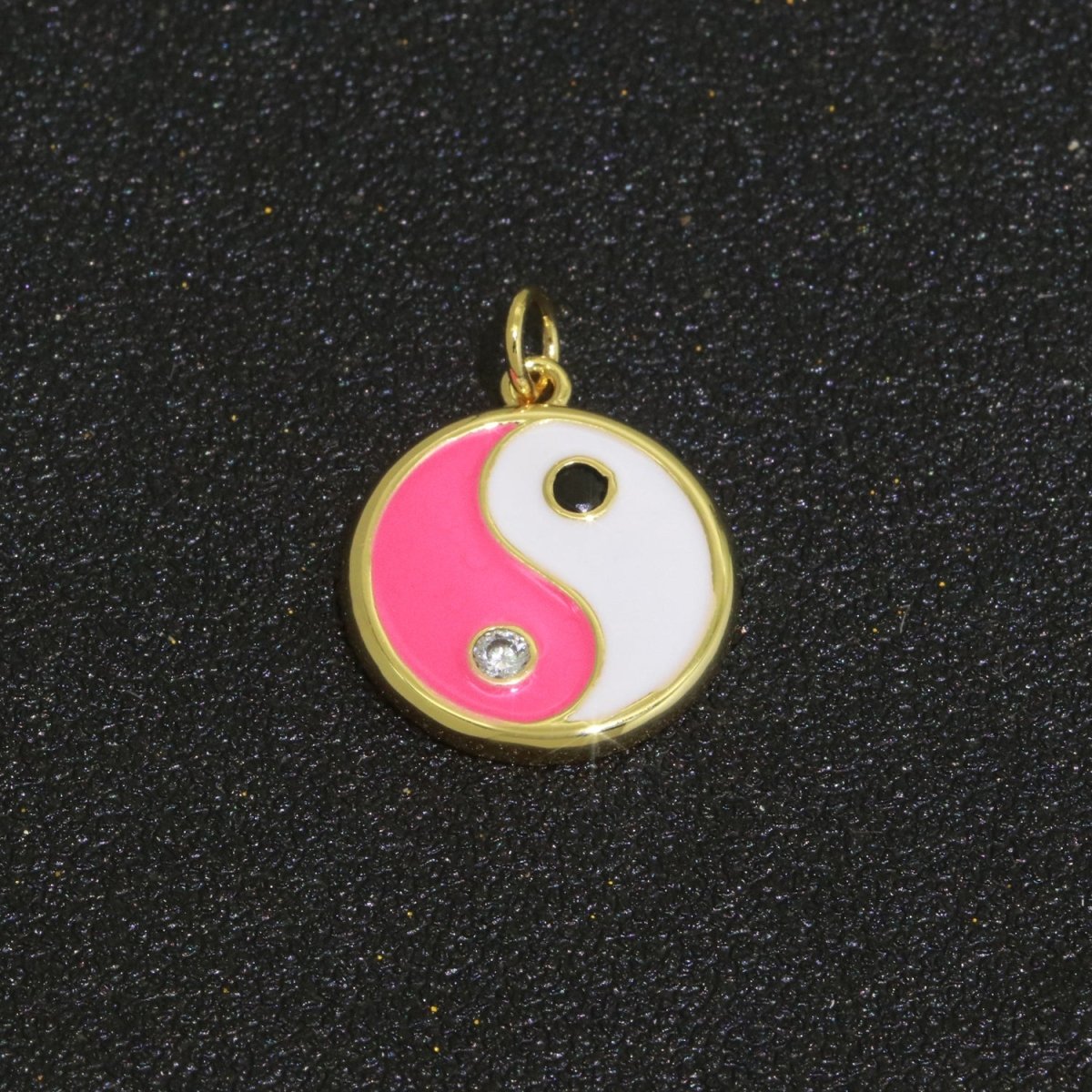 Round Yin Yang Charm 14K Gold Filled Enamel Charm YinYang Pendant for Bracelet Necklace Earring Supply M-553 - M-562 - DLUXCA