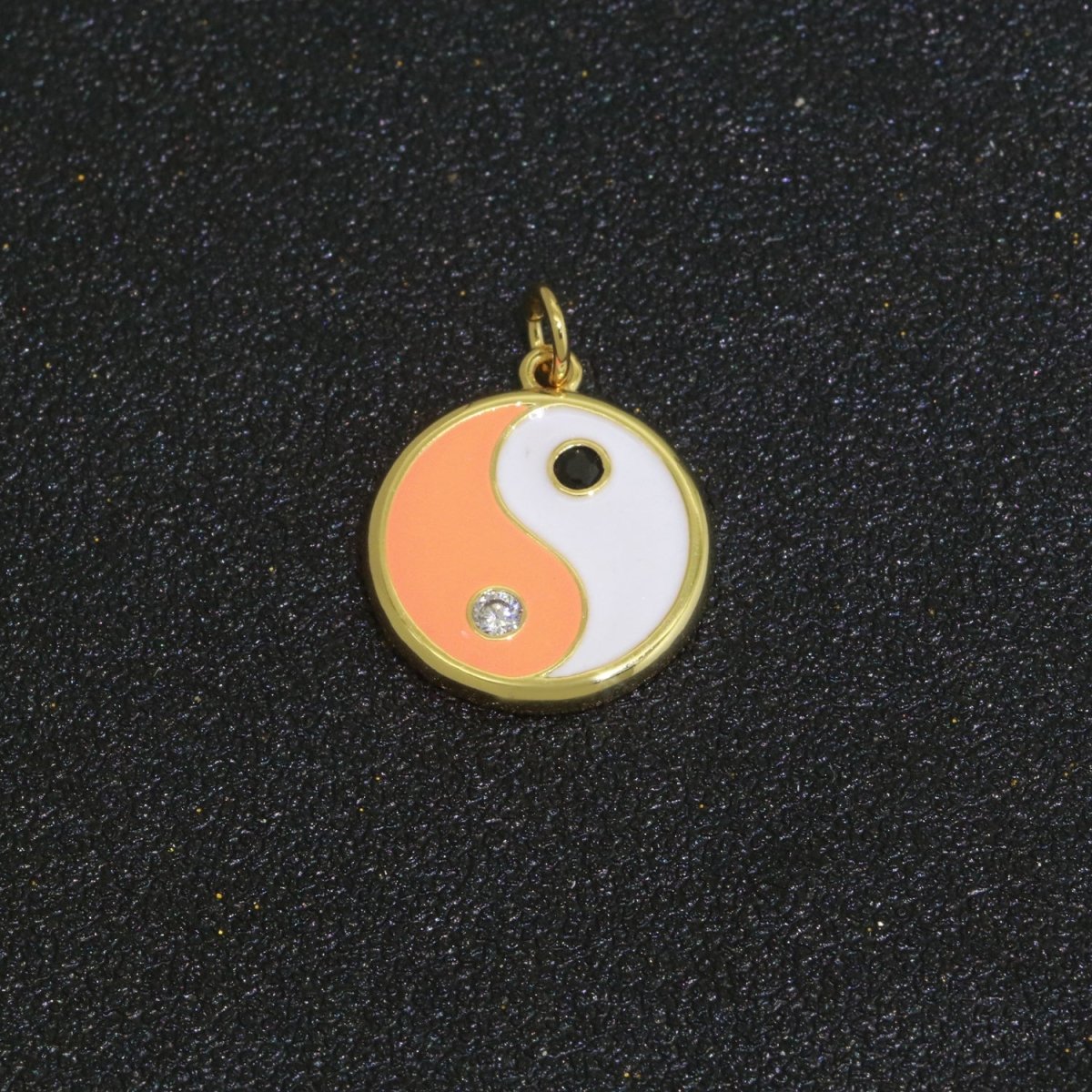 Round Yin Yang Charm 14K Gold Filled Enamel Charm YinYang Pendant for Bracelet Necklace Earring Supply M-553 - M-562 - DLUXCA