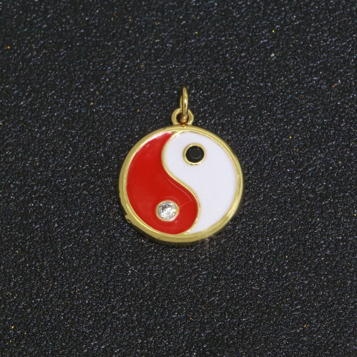 Round Yin Yang Charm 14K Gold Filled Enamel Charm YinYang Pendant for Bracelet Necklace Earring Supply M-553 - M-562 - DLUXCA