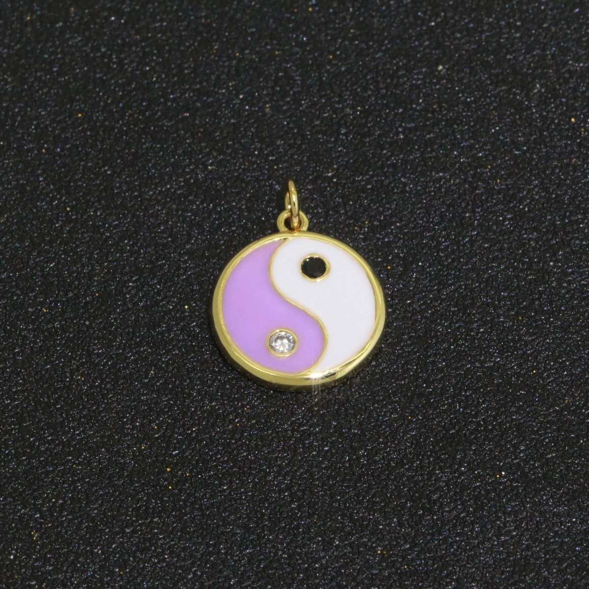 Round Yin Yang Charm 14K Gold Filled Enamel Charm YinYang Pendant for Bracelet Necklace Earring Supply M-553 - M-562 - DLUXCA