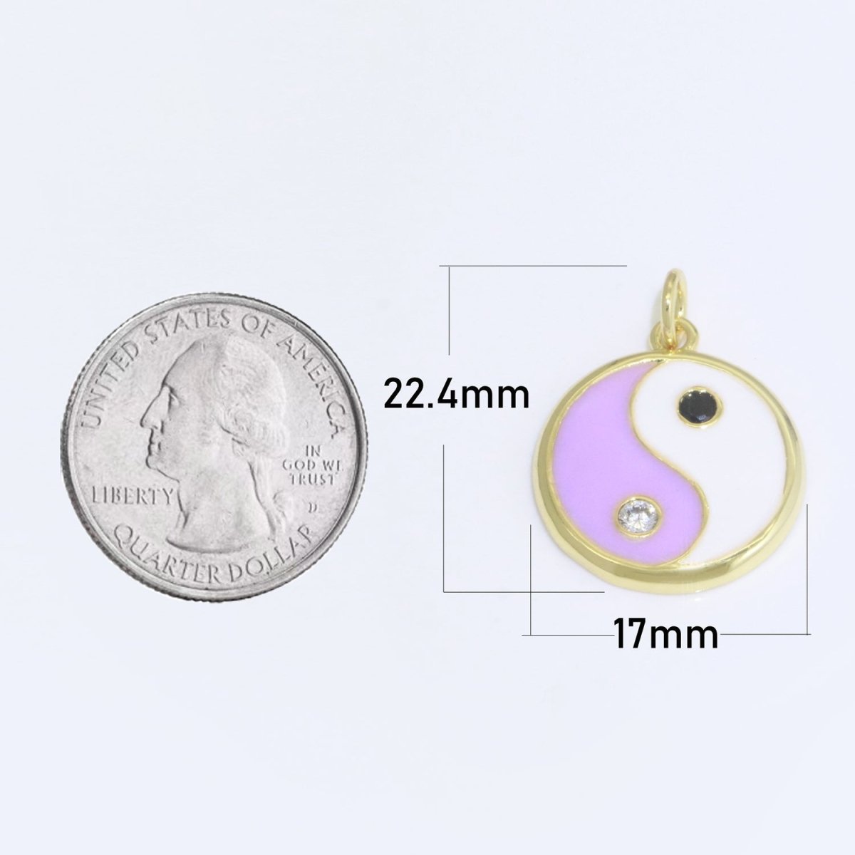 Round Yin Yang Charm 14K Gold Filled Enamel Charm YinYang Pendant for Bracelet Necklace Earring Supply M-553 - M-562 - DLUXCA