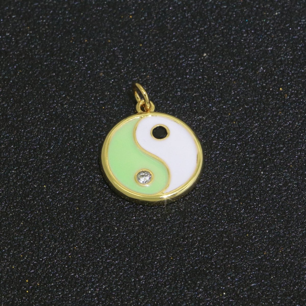 Round Yin Yang Charm 14K Gold Filled Enamel Charm YinYang Pendant for Bracelet Necklace Earring Supply M-553 - M-562 - DLUXCA