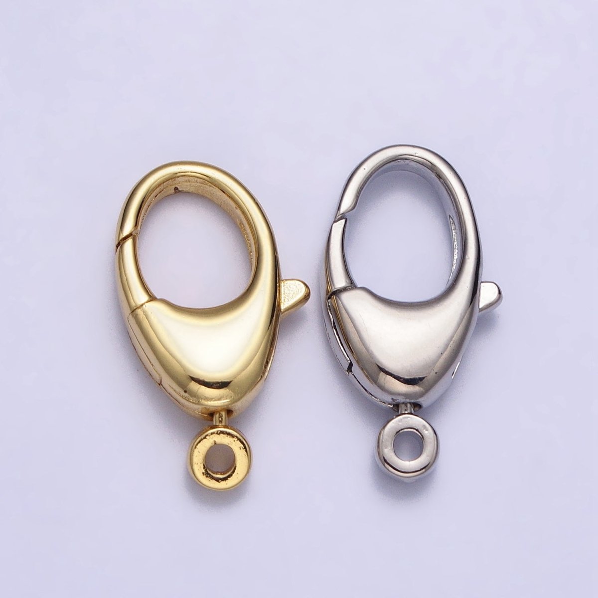 Rounded Oval Lobster Clasps Jewelry Making Closure Supply In Gold & Silver | Z-133 Z-134 - DLUXCA