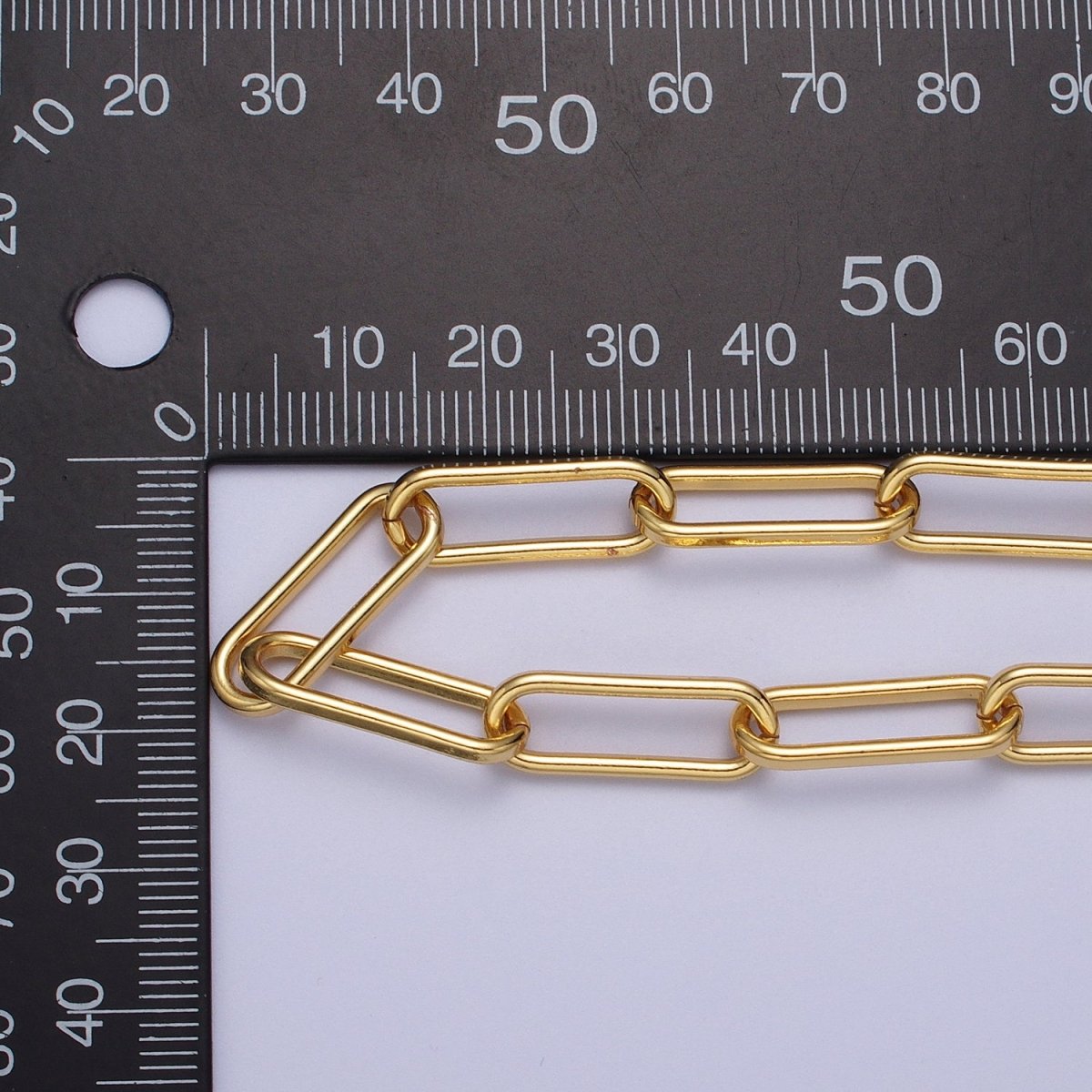 Rounded Paperclip Chain 14K Gold Filled Elongated Chain by Yard, Oval Link Chain Paper Clip Link for DIY Jewelry Making | ROLL-1210 - DLUXCA