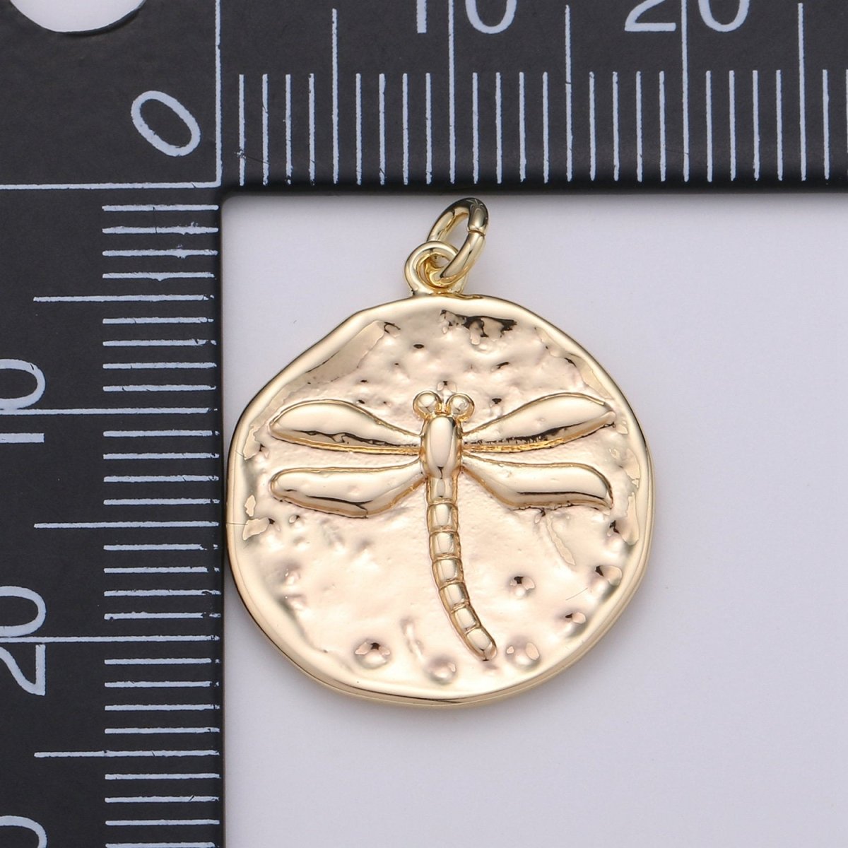 Rustic Coin Charm 14k Gold Filled coin pendant, Medallion charms Dragon Fly coin charms, Insect Disc Charm for Necklace Bracelet Earring D-389 - DLUXCA