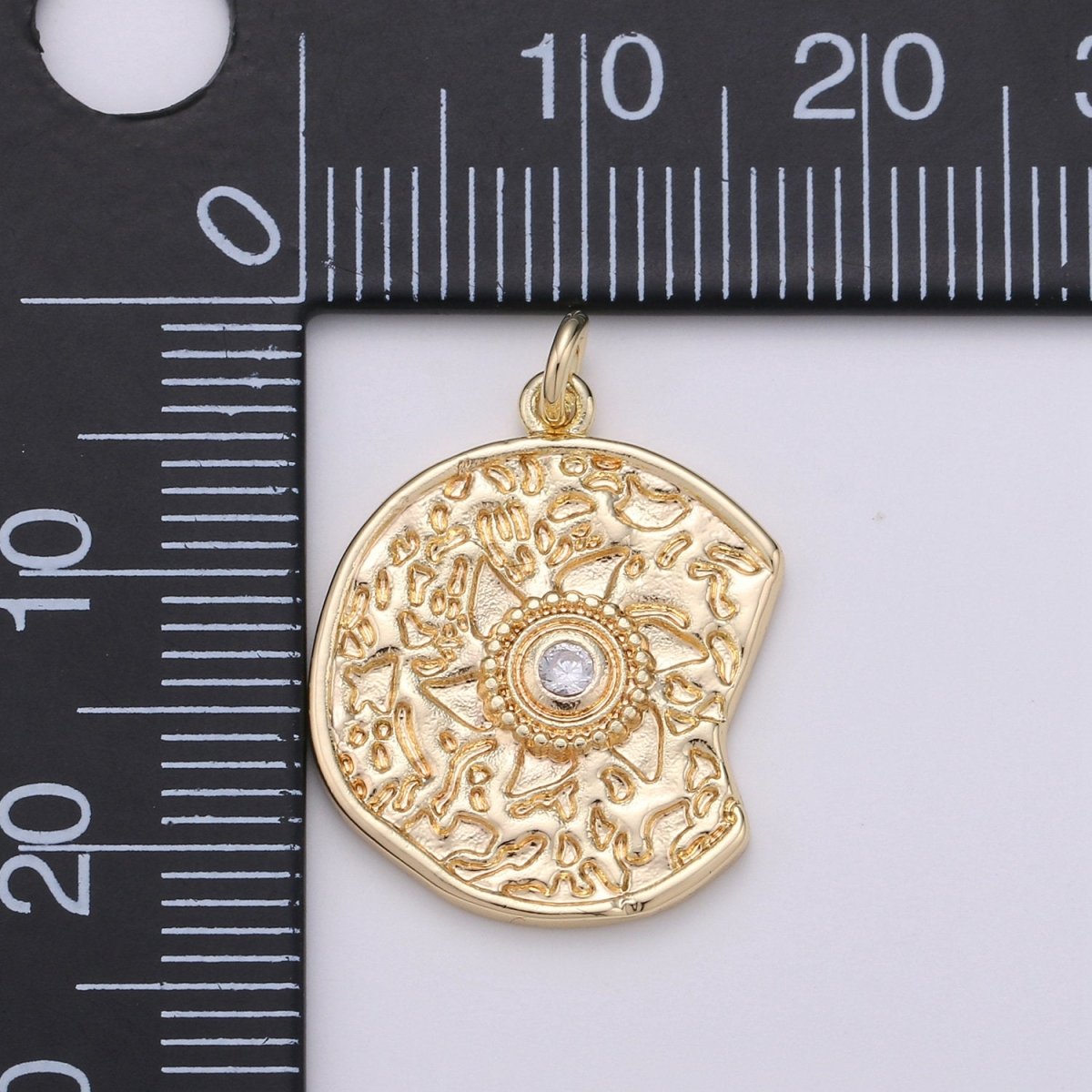 Rustic Coin Charm 14k Gold Filled coin pendant, Medallion charms Sun coin charms, Celestial Disc Charm for Necklace Bracelet Earring D-403 - DLUXCA