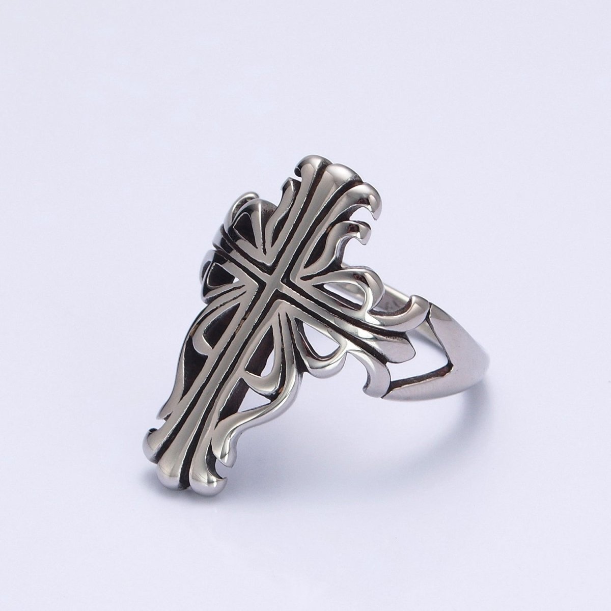 Rustic Cross Ring for Men Stainless Steel Ring Victorian Cross Inspired Chunky Ring O-856 O-857 - DLUXCA