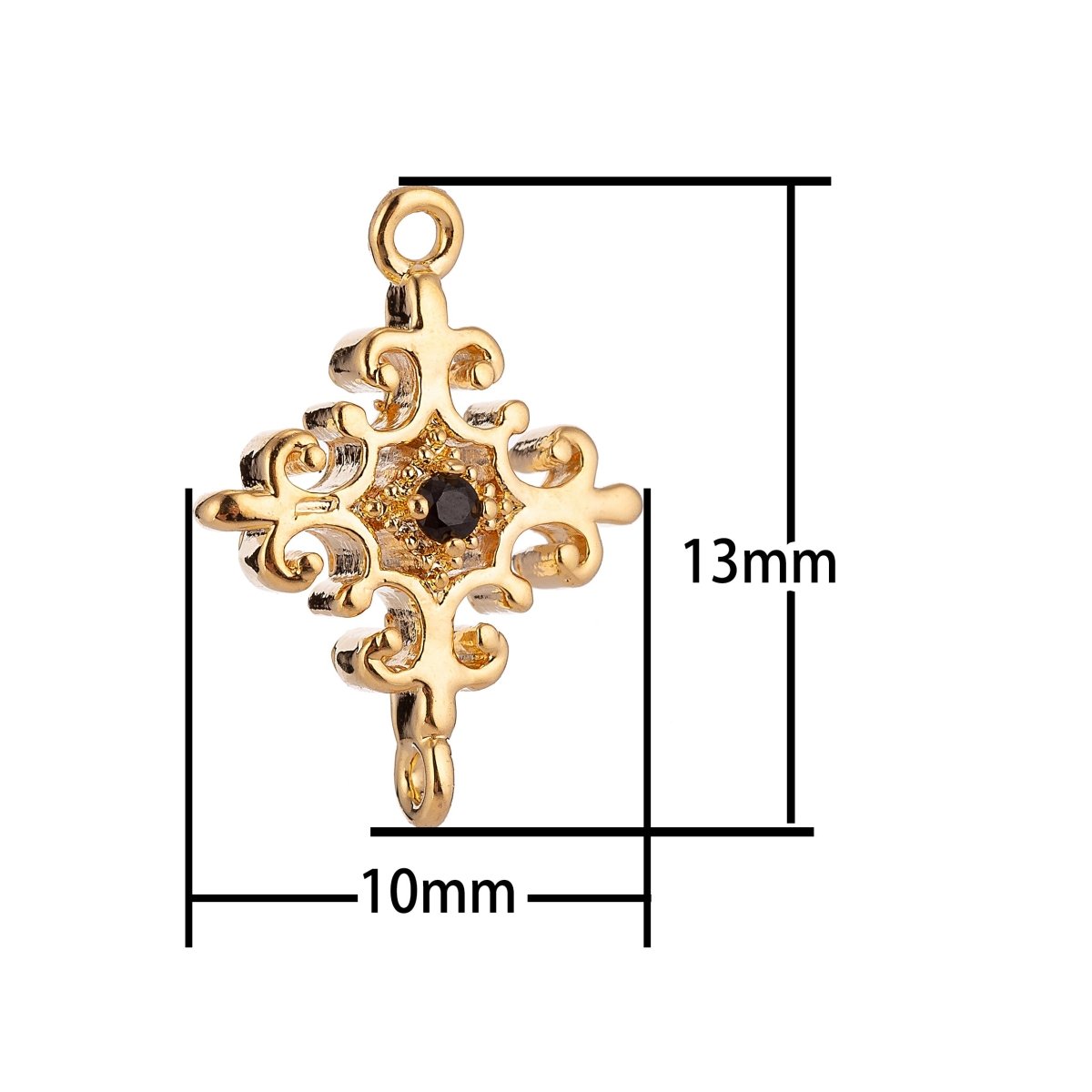 Rustic Flower connector 18k gold filled, components for bracelets, anklets, necklaces jewelry making - DLUXCA