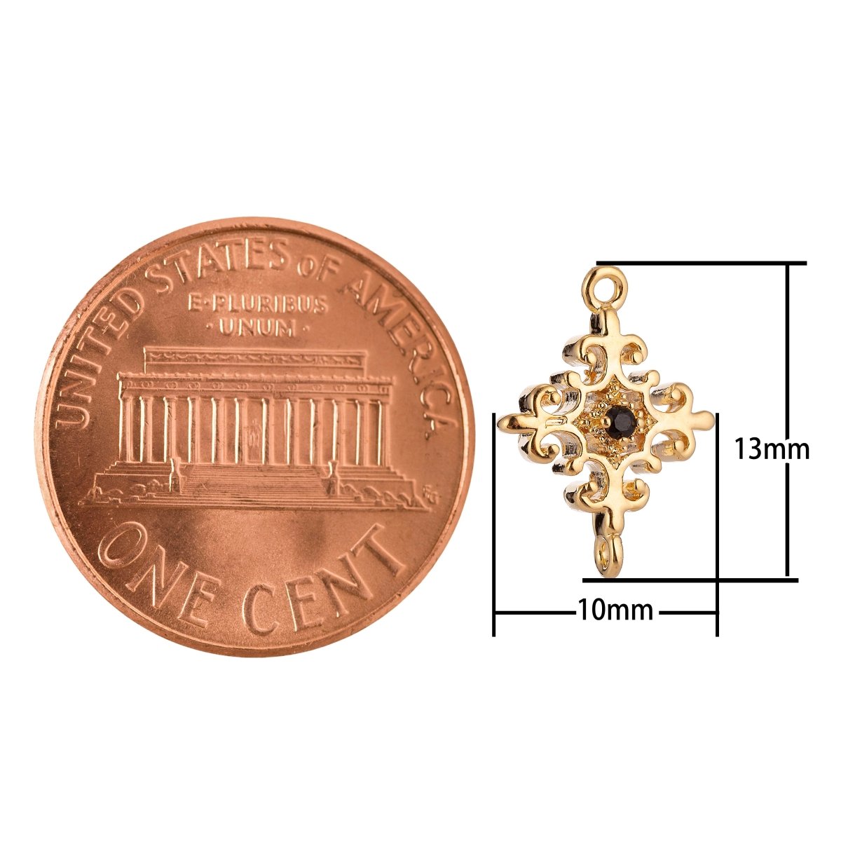 Rustic Flower connector 18k gold filled, components for bracelets, anklets, necklaces jewelry making - DLUXCA