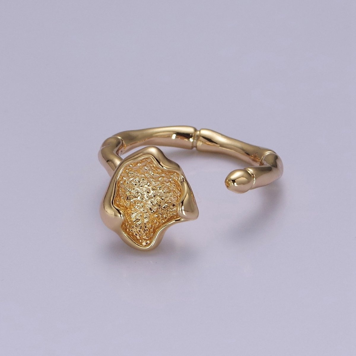 Rustic Flower Patch Gold Flower Ring Open Adjustable O-2036 - DLUXCA
