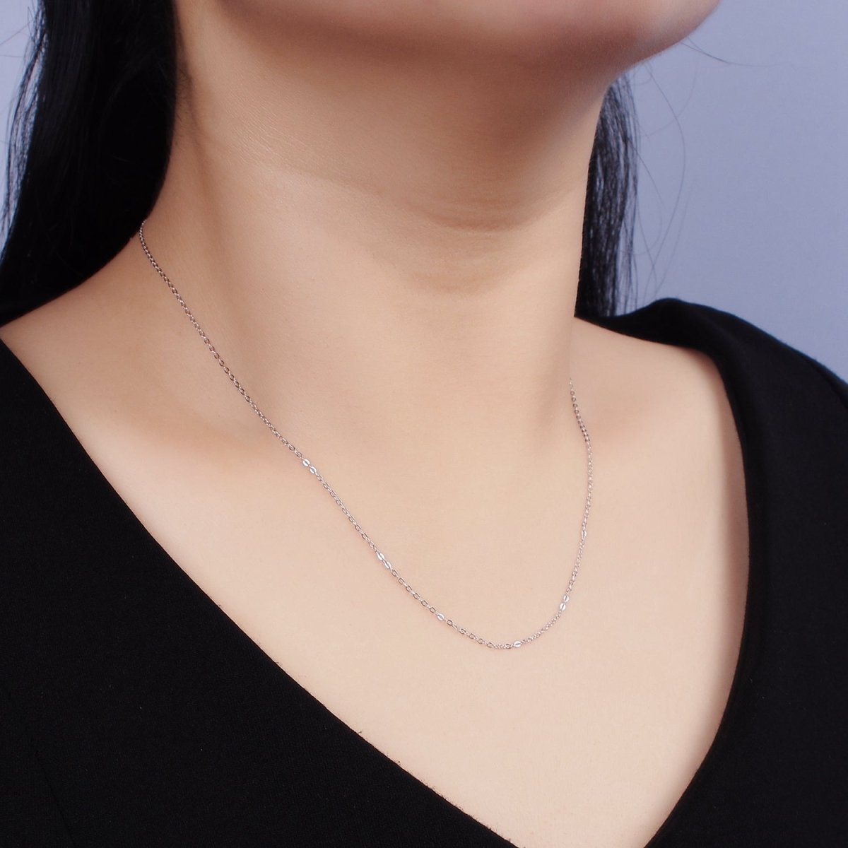 S925 Sterling Silver 0.5mm Dainty Cable Adjustable Slider 15.5 Inch Chain Necklace | WA-1946 Clearance Pricing - DLUXCA