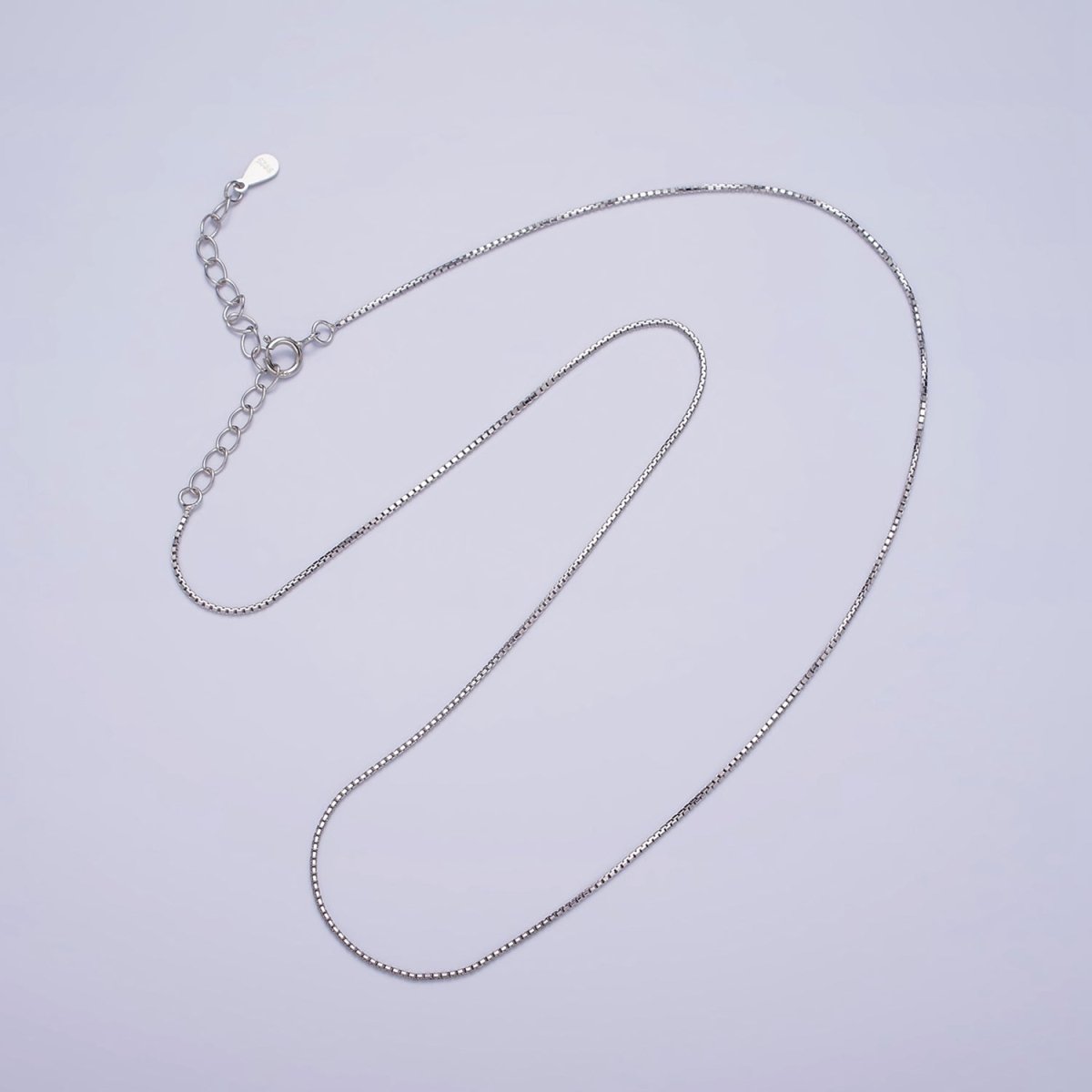S925 Sterling Silver 0.8mm Dainty Box Chain 15.35 Inch Chain Choker Necklace | WA-1986 Clearance Pricing - DLUXCA