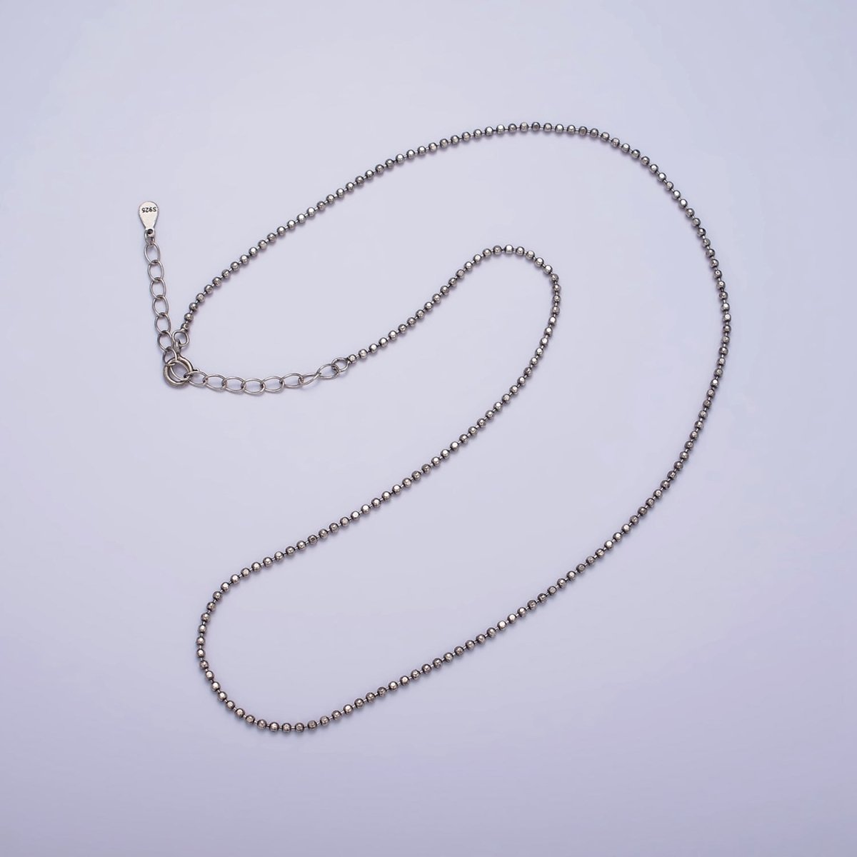 S925 Sterling Silver 0.9mm Dainty Bead 15.5 Inch Choker Chain Necklace | WA-1967 Clearance Pricing - DLUXCA